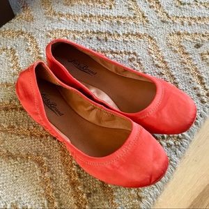 Lucky brand Emmie orange satin ballet flats 6.5